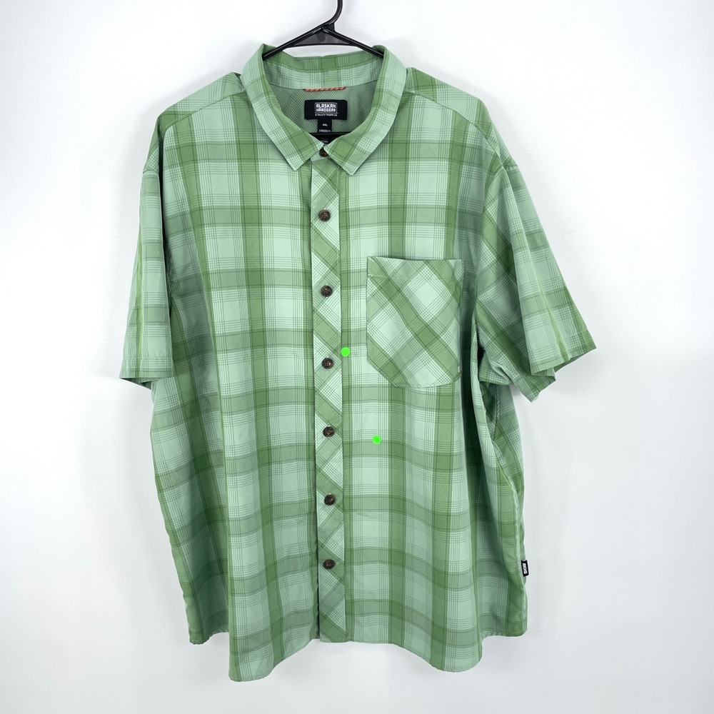 Alaskan Hardgear Duluth Trading Co Mens 2XL Green Plaid SS Vented Fishing Shirt